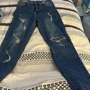 I’m selling: teen darker blue distressed jeans